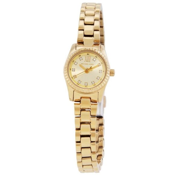 NWT Authentic Michael Kors Mini Lexington Quartz Crystal Gold Dial Women's Watch - Picture 1 of 3